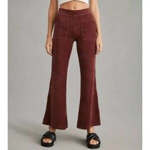 Daily Practice Boho Flare Pants Size XXS Burgundy Corduroy Patch Pockets